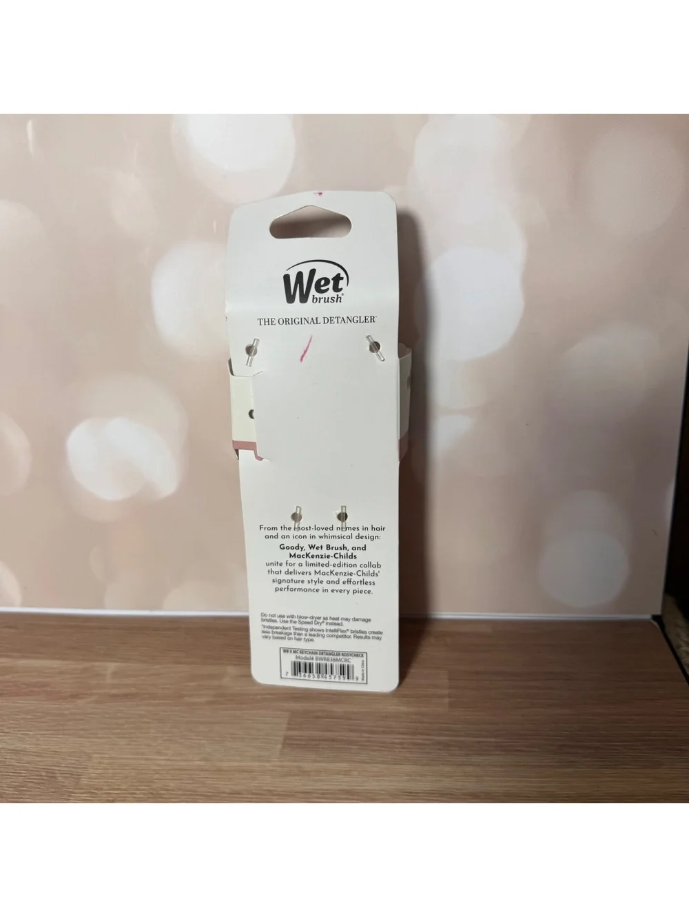 Mackenzie-Childs x Wet Brush Keychain Detangler Pink Check | New